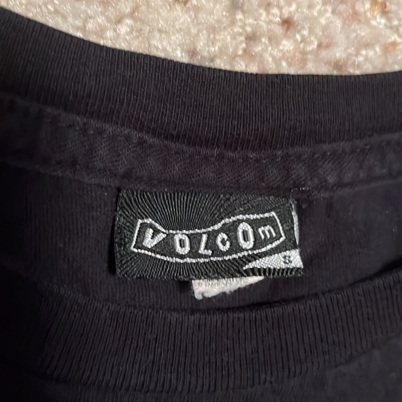 ✅ VOLCOM Short Sleeve Spell Out Graphic Logo Skater Tee T Shirt Black Size Small - Picture 4 of 5